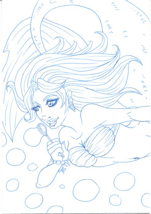 Mermaid Blowing Bubbles by Geeky Bat