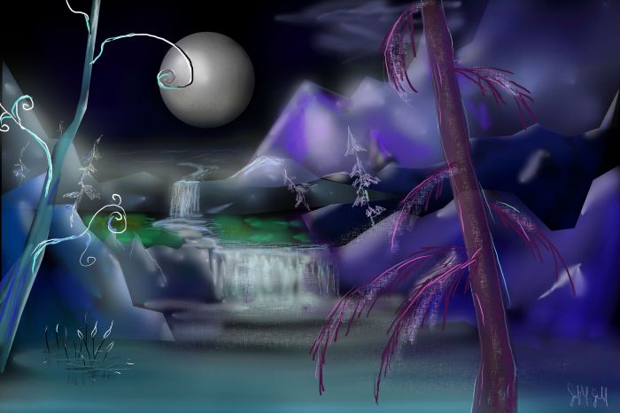 Moonlight in the Waterfall Gardens by Marianne