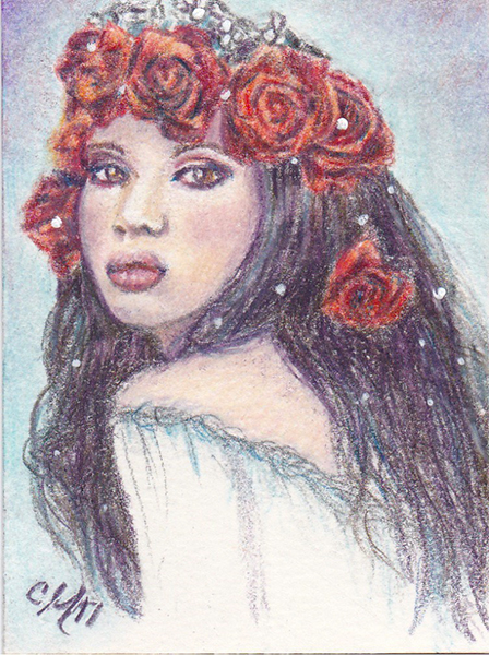 The Flower Queen ACEO by Carol Moore