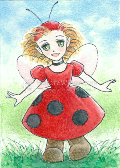 Tomte in Lady Bug Dress by Mitzi Sato-Wiuff
