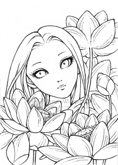 Lotus - inked lines by Mitzi Sato-Wiuff