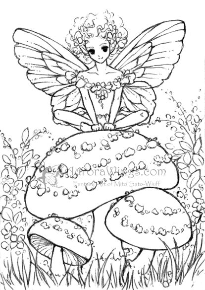 Fairy Sitting on a Toadstool by Mitzi Sato-Wiuff