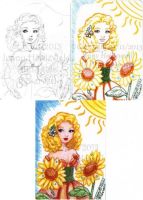 Sunflowers and Dewdrops