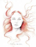 Flowing red hair
