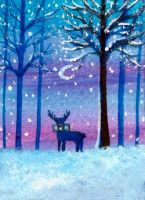 Baby reindeer with a bow