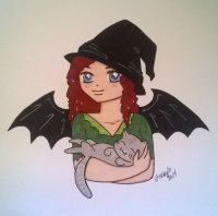Cute witch and her cat