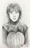 Bran Stark holding a pumpkin!