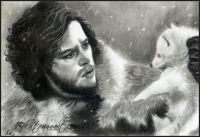 Jon snow with Ghost ( wolf)