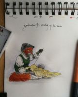 Grandmother Fox stitching up the stories