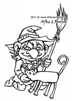The witch and her cat - inked