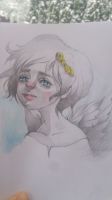 Angel with Striking Blue Eyes