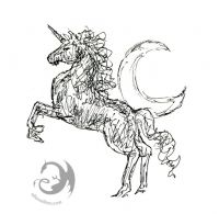 Black Unicorn with Crescent Moon
