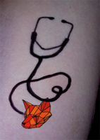 Black, red, orange tattoo