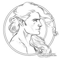 Decorative Art Nouveau Elf Sketch