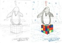 Penguin Trying to Solve a Rubiks Cube