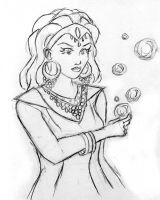 bubbles and gaudy jewelry