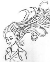 Windblown hair