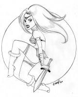 Sword Weilding Flying/Jumping Amazon Beauty