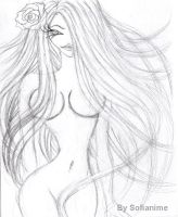 Girl with long flowing hair