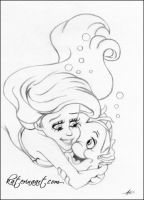 Mermaid with her little fish friend