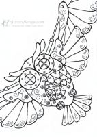 Steampunk Owl - inked