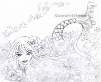 Mermaid in a sea of flowers