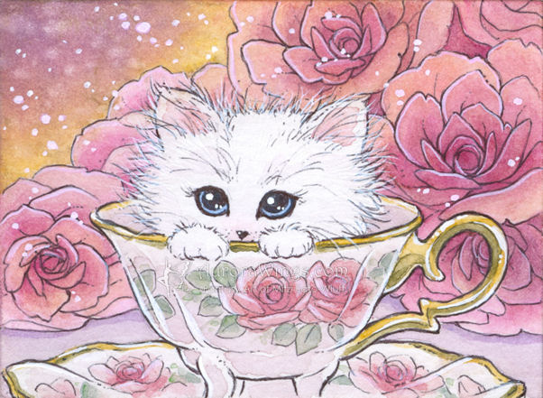 Kitten in a Teacup by Mitzi Sato-Wiuff