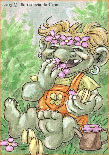 Troll girl eating flowers by Afke