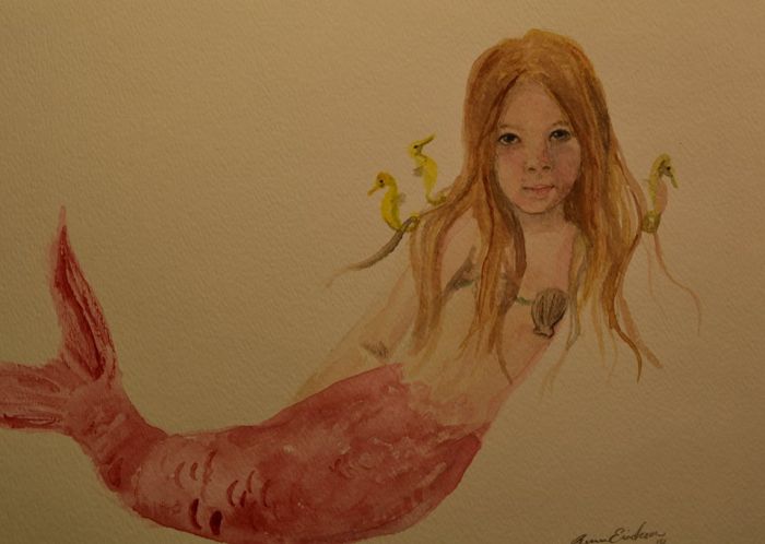 Young mermaid and friends by Renee Erickson