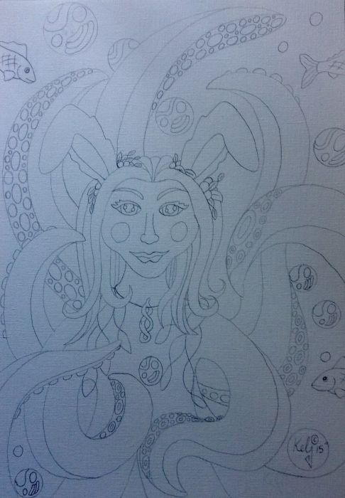 Bunny octopus girl by Kelly Johnston