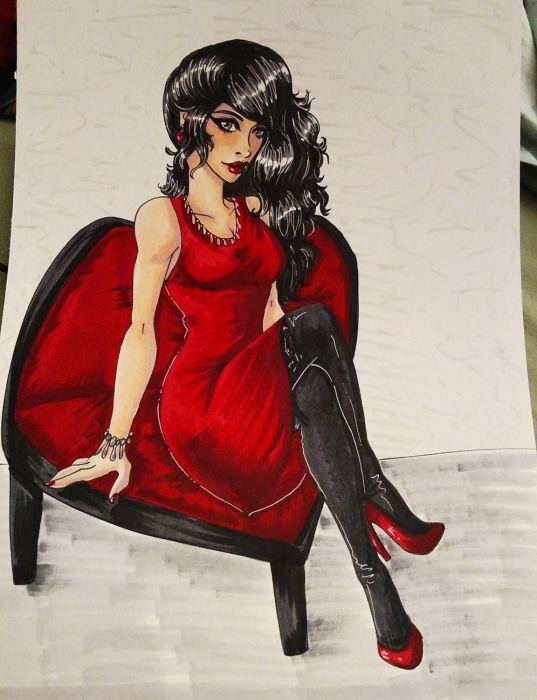 Red Dress Finished by Geeky Bat