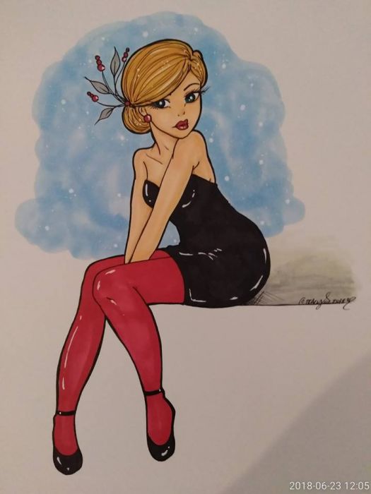 Red Stockings, Black Dress by Milkycat