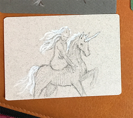 Unicorn Rider - sketch by Ellen Million